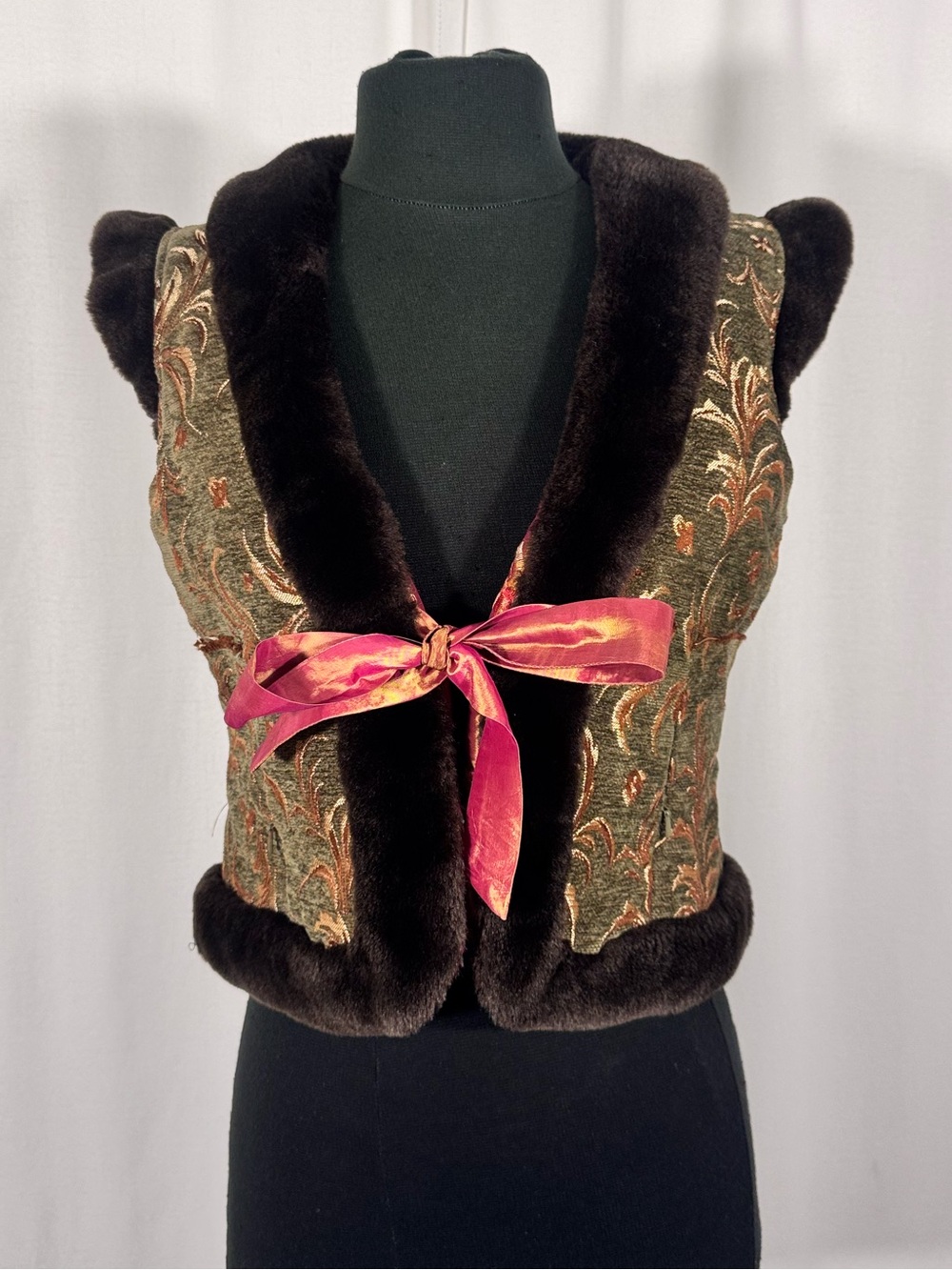 Buffalo David Bitton Faux Fur Tapestry Tie Front Vest